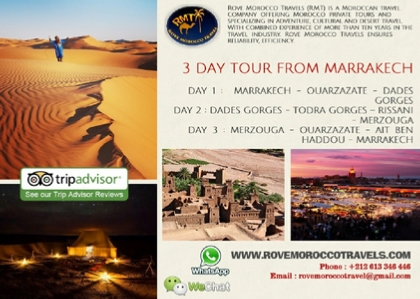 Morocco private tours flyer,leaflet Marrakech